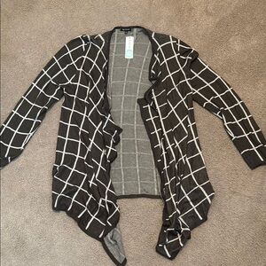 Pink Clover White and Olive Green Cardigan with Waterfall Hem from Stitch Fix